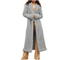 thumbnail image 1 of Olyvenn Long Winter Coats for Women Faux Suede Leather Shearing Jacket Fuzzy Sherpa Lined Trench Coat Business Casual Overcoat Gray M, 1 of 9
