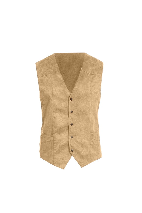 Men's 5 Button Faux Suede Vest Suede Leather Vest Vintage Cowboy Style Sleeveless Jacket Slim Fit Wedding Waistcoats Brown 8
