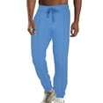 thumbnail image 1 of Olyvenn Men's Drawstring Sweatpants Soft Lightweight Athletic Workout Tapered Lounge Pants with Zipper Pockets Light Blue 10, 1 of 5