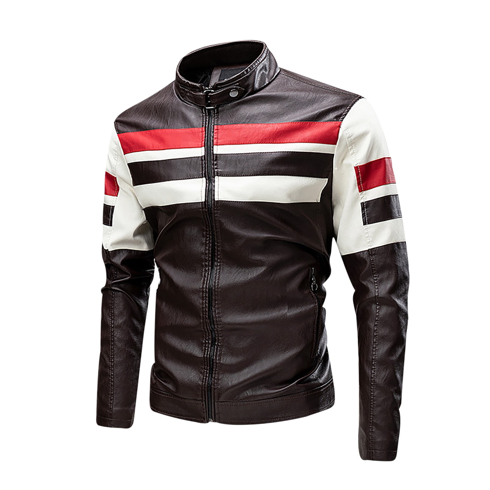 Olyvenn Men's Fashion Casual Versatile Color Contrast Stripe Plush