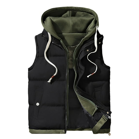 Olyvenn Men's Hooded Puffer Vest Packable Down Vest Zip Up Sleeveless Waterproof Waistcoat Jacket with Pockets Black XXXXXL