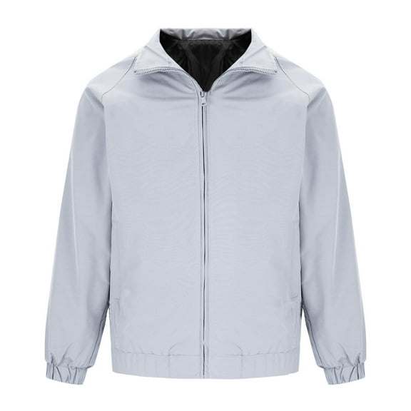 Olyvenn Men's Lightweight Casual Jacket Bomber Windbreaker Spring Fall Golf Full Zip Stylish Fashion Outdoor Work Outerwear Gray 4