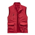 thumbnail image 1 of Olyvenn Men's Lightweight Outdoor Travel Vest Stand Collar Sleeveless Multi-Pockets Quick Dry with Zipper Fishing Vest Photographer Waistcoat Red 12, 1 of 2