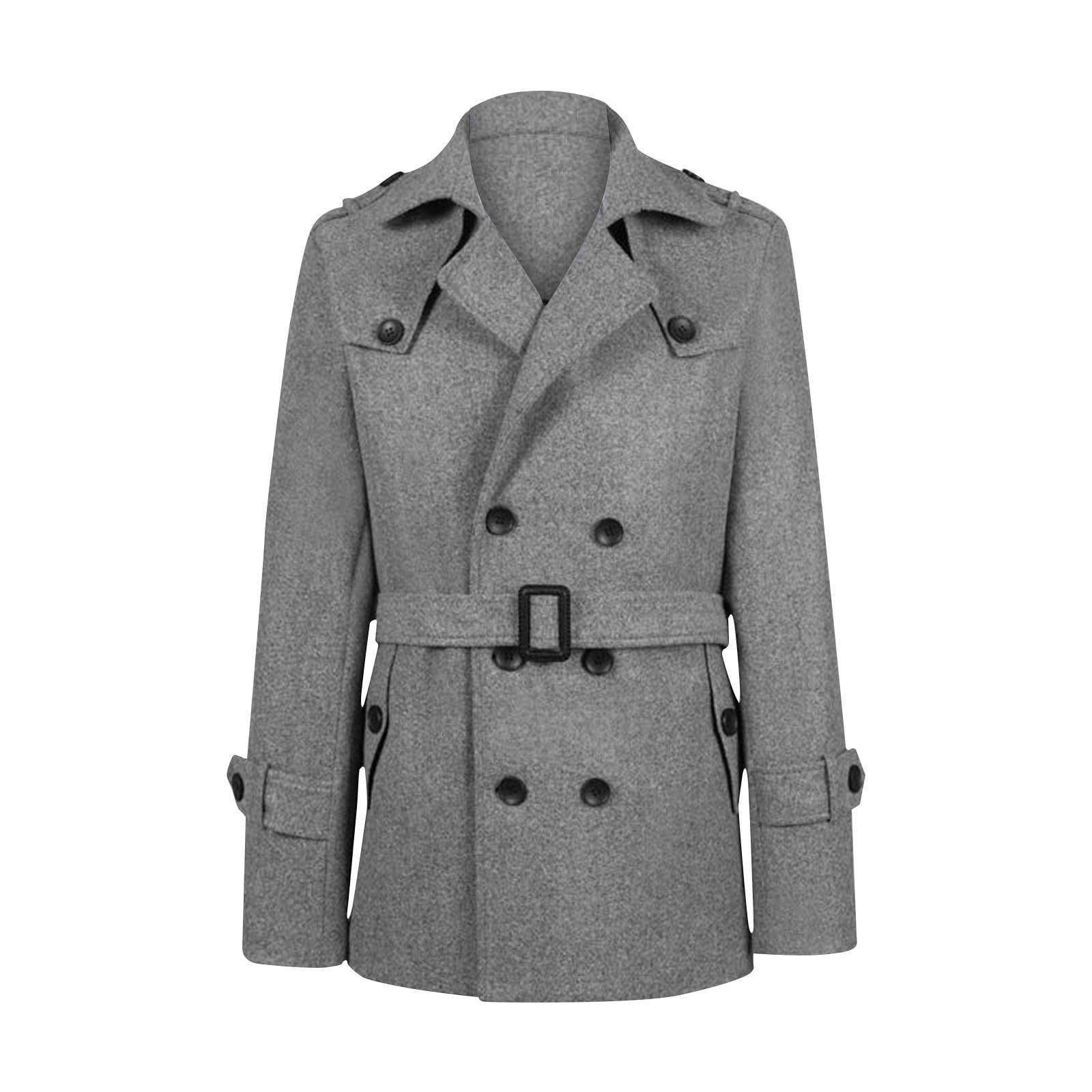 Jinda Men's 100% Cotton Trench Coat Notched Collar Single Jinda Men's 100% Cotton Trench Coat Notched Collar Single