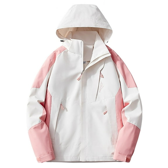 Olyvenn Men's Women's 3-in-1 Ski Jacket Windproof Waterproof Raincoat Fall Fashion Fleece Insulated Winter Hooded Coat Pink L