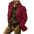 thumbnail image 1 of Olyvenn Men's Wool Blend Peacoat Notched Lapel Double Breasted Warm Winter Long Trench Overcoat with Two Welt Pockets Red 10, 1 of 6