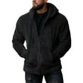 thumbnail image 1 of Olyvenn Mens Casual Zipper Sherpa Fleece Hoodies Jackets Button Down Pullover Cardigans Fuzzy Faux Shearling Teddy Coats Black 14, 1 of 3