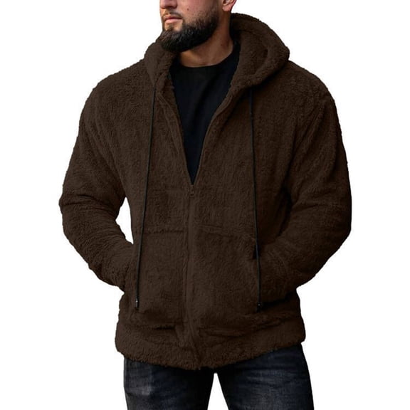 Olyvenn Mens Casual Zipper Sherpa Fleece Hoodies Jackets Button Down Pullover Cardigans Fuzzy Faux Shearling Teddy Coats Brown 8