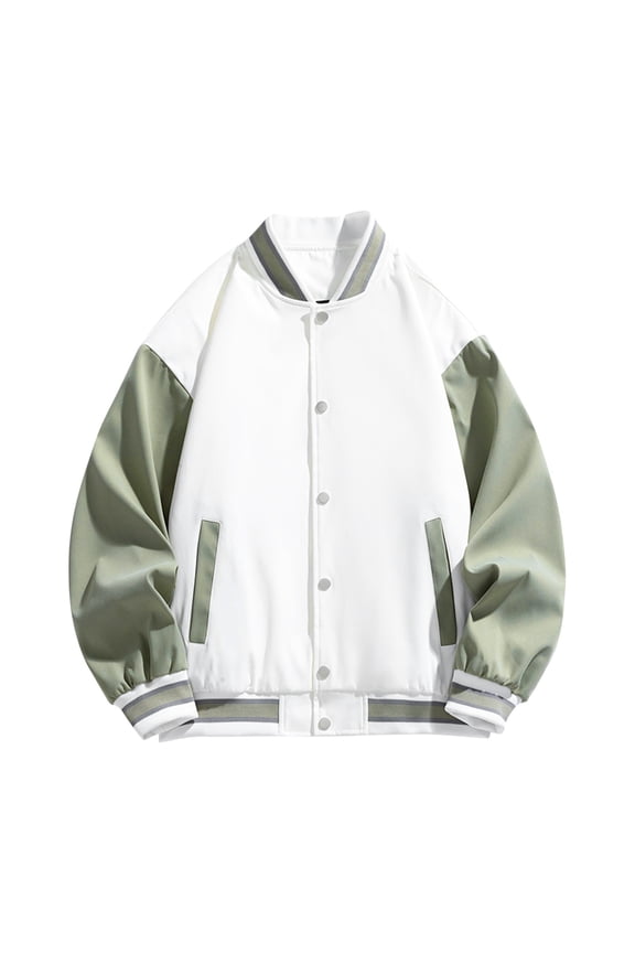 Mens Fashion Varsity Jacket Casual Slim Fit Cotton Bomber Jackets Unisex College Jacket Vintage Baseball Jacket Coat White 12