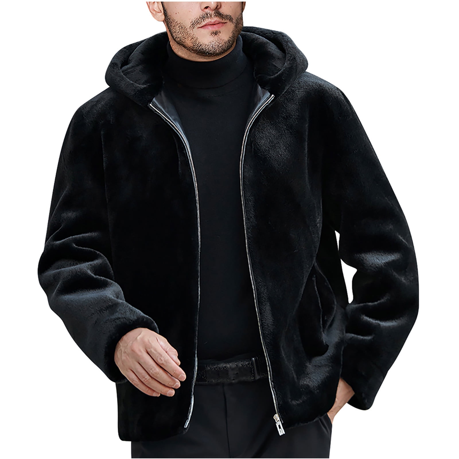 Olyvenn Winter Warm Men's Fashion Casual Cotton Jacket Cashmere Thickened  Long Sleeve Lapel Oversize Coat Outwear Padded Sports Fitness Overcoat  Black 8 