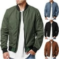 thumbnail image 1 of Olyvenn Mens Zip Up Casual Solid Stand Collar With Long Sleeved Outwear Jacket Winter Warm Long Sleeve Hoodless Casual Outwear Jackets Outwear Padded Fleece Overcoat Black 4, 1 of 7