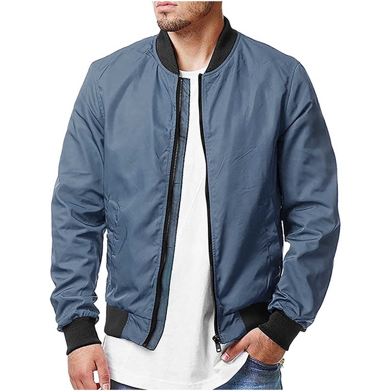 Olyvenn Mens Zip Up Casual Solid Stand Collar With Long Sleeved