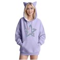 thumbnail image 1 of Olyvenn Oversized Cat Ears Hoodies for Women Trendy Casual Pullover Sweatshirt Loose Long Sleeve Star Print Cute Graphic Tunic Tops Purple M, 1 of 4