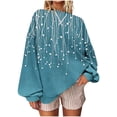 thumbnail image 1 of Olyvenn Oversized Crewneck Sweatshirt for Women Dot Print Pullover Long Sleeve Loose Tunic Tops 2025 Fall Drop Shoulder Blouse Green L, 1 of 5