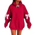thumbnail image 1 of Olyvenn Oversized Hoodies for Women Fleece Lined Bow Drop Shoulder Long Sleeve Hooded Sweatshirt Fall Trendy Pullover Outfits Hot Pink M, 1 of 2