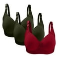 thumbnail image 1 of Olyvenn Plus Size 3-Pack Wirefree Unlined Full-Coverage Bras with Adjustable Straps Back Closure Wine 40/90, 1 of 3