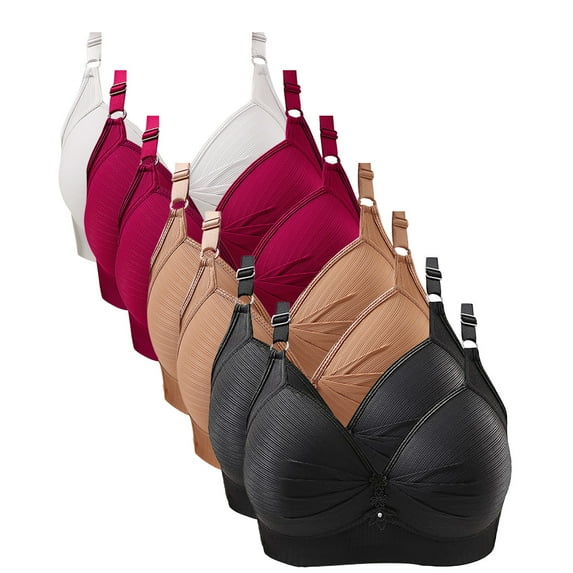 Olyvenn Plus Size Bras for Women Lightly Padded Bras 7-Pack Seamless Bras Full-Coverage Bras Comfort Bras Bras for Women Seamless Adjustable Straps Bras with Underwire Black 38/85