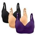 thumbnail image 1 of Olyvenn Plus Size Bras for Women Full Coverage Support Wirefree Bras 3 Pack Lightly Lined Everyday Bras Purple 38/85, 1 of 3