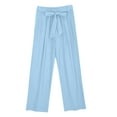 thumbnail image 1 of Olyvenn Plus Size Cotton Linen Capri Pants for Women 2025 Summer Casual Wide Leg Drawstring Elastic Waist Trouser Sky Blue XXXL, 1 of 4