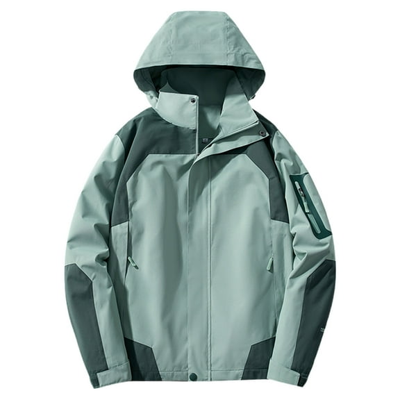 Olyvenn Plus Size Womens Oversize Lightweight Windbreaker Jacket Loose Long Sleeve Hooded Zipper Coat Hiking Fishing Active Raincoat Green L