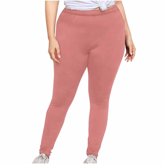 Olyvenn Plus Size Yoga Pants for Women Tummy Control Leggings High Waist Athletic Pants Stretchy Workout Leggings Comfy Pants Hot Pink XXXL