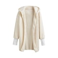 thumbnail image 1 of Olyvenn Plush Fleece Sherpa Jacket Women Winter Coats Button-Up Hoodie Long Sleeve Winter Jacket Fuzzy Sweater with Pockets White S, 1 of 6