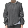 thumbnail image 1 of Olyvenn Pullover Sweater Women's Plus Size Casual Fashion Crew Neck Loose Solid Color Long Sleeves Sweaters for Women Tops Female Leisure Gray XL, 1 of 5
