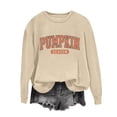 thumbnail image 1 of Olyvenn Pumpkin Season Sweatshirt Fall Shirt Women Fall Crewneck Tops Thanksgiving Halloween Embroidered Pullover Outfits Khaki L, 1 of 3