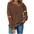 thumbnail image 1 of Olyvenn Pumpkin Sweatshirt for Women Crewneck Fall Sweatshirts Thanksgiving Graphic Tee Shirt Long Sleeve Pullover Tops Brown M, 1 of 4