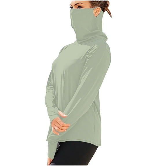 Olyvenn Rash Guard for Women Long Sleeve Sun Protection UPF 50+ Shirt with Mask Unisex Sun Protection Shirt Workout Shirts Clear XXXXL