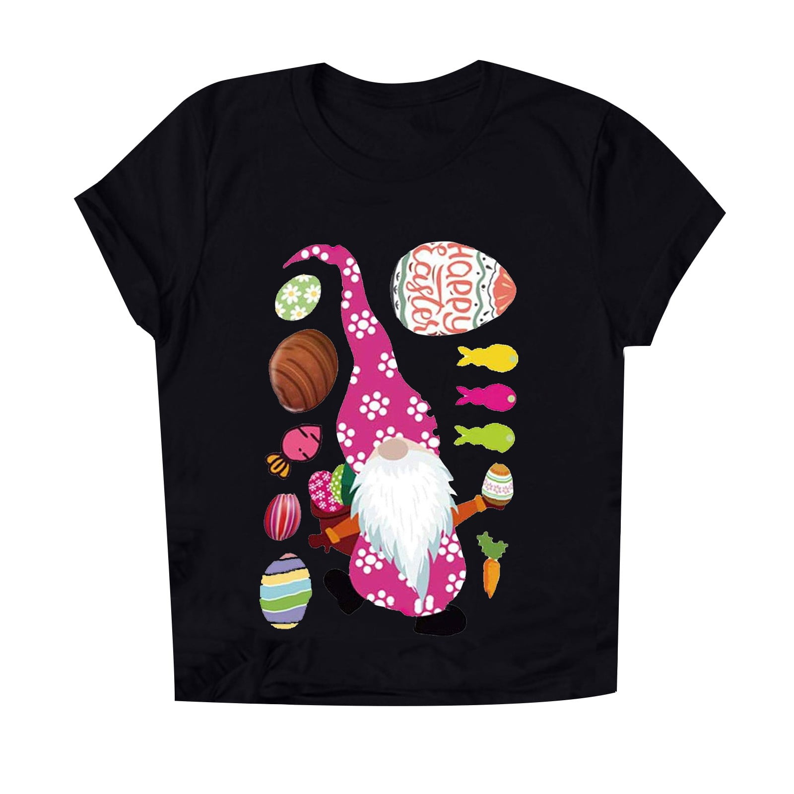 Olyvenn Reduced Gifts for Women Short Sleeve Crew Neck Blouse Shirts for  Women Easter Day Cute Dwarfs Print Floral Cute Bunny Print Loose Casual  Plus Fashion Ladies Female Leisure Black XXXXL 