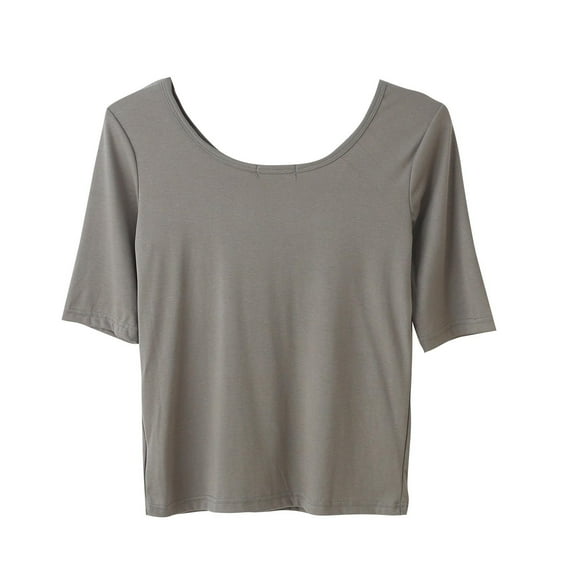 Olyvenn Regular Street Style Crop Top Scoop Neck Tee for Womens Cotton Tshirt Soft Comfy Short Sleeve Bottomed Shirt Army Green XL