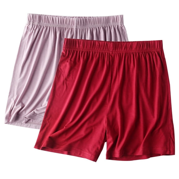 Olyvenn Sales Today Women's 2-Pack Soft Modal Shorts Pajama Shorts Summer Sleep Bottoms Lounge Shorts with Elastic Waist Wine XXL