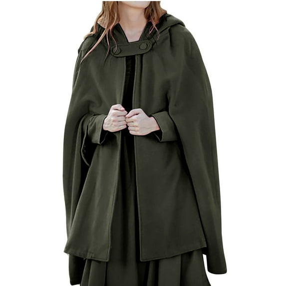 Olyvenn Sales Women Trench Coat Open Front Cardigan Jacket Coat Shawl Cape Cloak Mantle Plus Sleeveless Hooded Casual Outwear Jackets for 2023 Womens Gifts Army Green 4