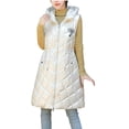thumbnail image 1 of Olyvenn Sales Women Warm Pocket Hooded Coat Long Jacket Winter Sleeveless Down Parkas Plus Size Thick Fleece Plush Parkas for Teen Girls Love White 10, 1 of 4