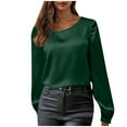 thumbnail image 1 of Olyvenn Fashion Fall Women Tops Puff Long Sleeve Chiffon Work Blouses Dressy Casual Crewneck Flowy Shirts Tees Tunics Green XXL, 1 of 7