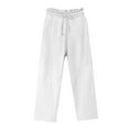 thumbnail image 1 of Olyvenn Fashion Capri Pants for Women Casual Summer Drawstring Elastic High Waist Linen Pants Wide Leg Plus Size Lounge Capris White XXXL, 1 of 3