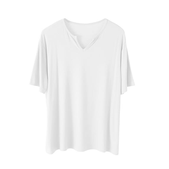 Olyvenn Fashion Casual T-Shirt for Women Solid Color Soft Athletic Blouse V-Neck Short Sleeves Shirts Summer Vacation Tee Tops White 8