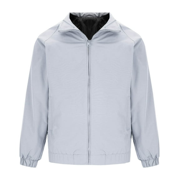 Olyvenn Fashion Men's Lightweight Casual Jacket Bomber Windbreaker Spring Fall Golf Full Zip Stylish Fashion Outdoor Work Outerwear Gray 6