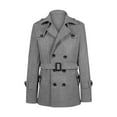thumbnail image 1 of Olyvenn Fashion Men's Winter Coat Wool Trench Peacoat Classic Notched Collar Belted Overcoat Double Breasted Slim Fit Top Jacket Gray 10, 1 of 8