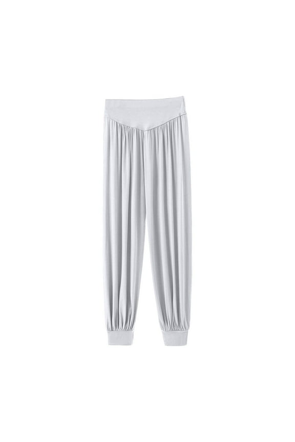 Fashion Modal Athletic Harem Pants for Womens Wide Leg Comfy Dance Pant Workout Yoga Joggers Sweatpants Sweat Pant Loungewear White M