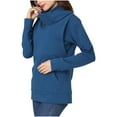 thumbnail image 1 of Olyvenn Fashion Nursing Sweater Solid Color Tunic Breastfeeding High Neck Sweatshirts with Pocket Top Maternity Jumper Pregnant Blue 8, 1 of 7