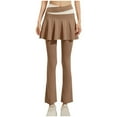 thumbnail image 1 of Olyvenn Fashion Skirted Leggings for Women Fake-Two-Pieces High Waisted Tummy Control Bell Bottom Athletic Flare Yoga Pants Khaki XL, 1 of 4