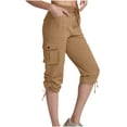 thumbnail image 1 of Olyvenn Fashion Women's Cargo Capri Pants Lightweight Quick Dry Hiking Pants Summer Travel Casual Capris with 5 Pockets Khaki M, 1 of 6