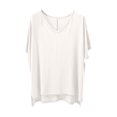 thumbnail image 1 of Olyvenn Fashion Womens Casual Solid Color Tees Shirts V-Neck Batwing Sleeves Sport Blouses Basic Loose Fit Breathable Comfy T-Shirt White 12, 1 of 3
