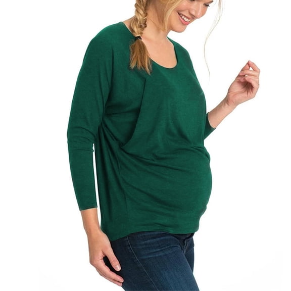 Olyvenn Fashion Womens Nursing Top Long Sleeve Scoop Neck Nursing Shirt Breastfeeding Shirt Pregnancy Maternity Work Casual Clothes Green 6
