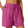 thumbnail image 1 of Olyvenn Fashion Womens Plus Size Shorts Casual Elastic Waist Wide Leg Suit Tailored Shorts Cotton Linen Summer Dressy Shorts with Pockets Hot Pink XL, 1 of 7