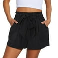 thumbnail image 1 of Olyvenn Fashion Womens Shorts Summer Elastic Waist Shorts Casual Ruffled Solid Color Shorts Ladies Comfy Lightweight Shorts with Pockets Black L, 1 of 8