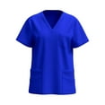 thumbnail image 1 of Olyvenn Scrubs for Women Short Sleeve V Neck 4 Way Stretch Tops Nursing Working Uniform T-Shirts Casual Caregiver Nurse Uniform Blue M, 1 of 3