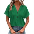 thumbnail image 1 of Olyvenn Sexy Elegant Summer Tops for Women Trendy 2025 Short Sleeve V Neck Lace Shirts Dressy Loose Work Office Blouses Green XXXXXL, 1 of 6